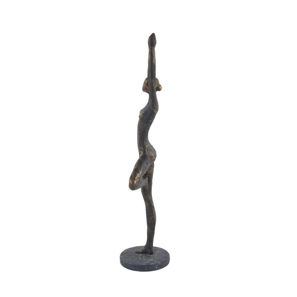 18" Brass Polystone Yoga Pose Tabletop Sculpture