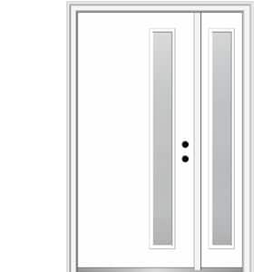 Viola 48 in. x 80 in. Left-Hand Inswing 1-Lite Frosted Glass Primed Fiberglass Prehung Front Door on 4-9/16 in. Frame