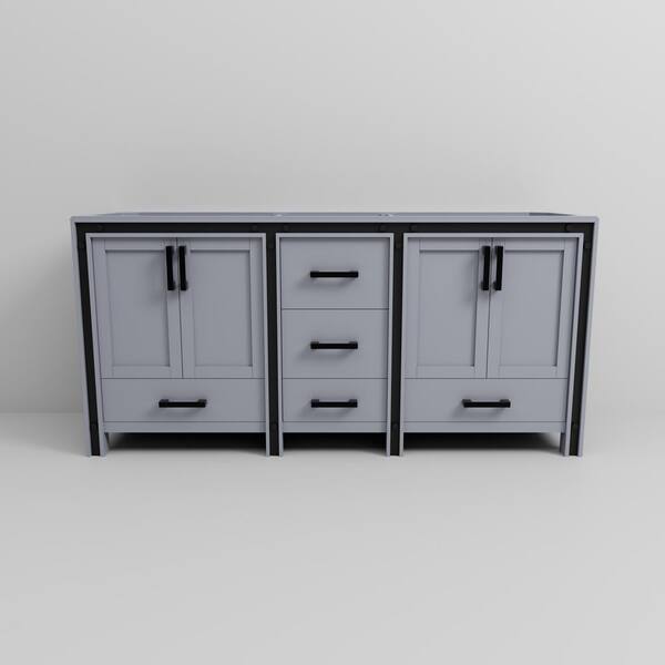 Lexora Ziva 72 in W x 22 in D Dark Grey Double Bath Vanity without Lexora Ziva 72 in W x 22 in D Dark Grey Double Bath Vanity without
