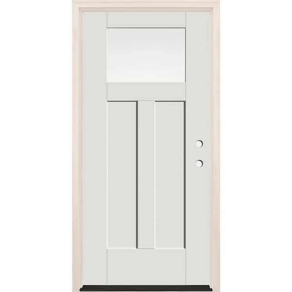 Builders Choice 36 in. x 80 in. Left Hand 1-Lite Alpine Painted Fiberglass Prehung Front Door with 6-9/16 in. Frame and Bronze Hinges