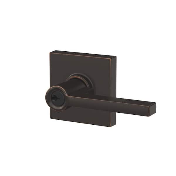 Schlage Custom Latitude Aged Bronze Collins Trim Keyed Entry Door Lever  F51A LAT 716 COL - The Home Depot