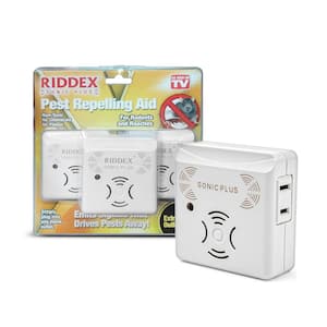 Sonic Plus Ultrasonic Pest Repellent, Plug in with side Outlet, Repels Rats, Mice, Roaches, Bugs and Insects, 3pk White