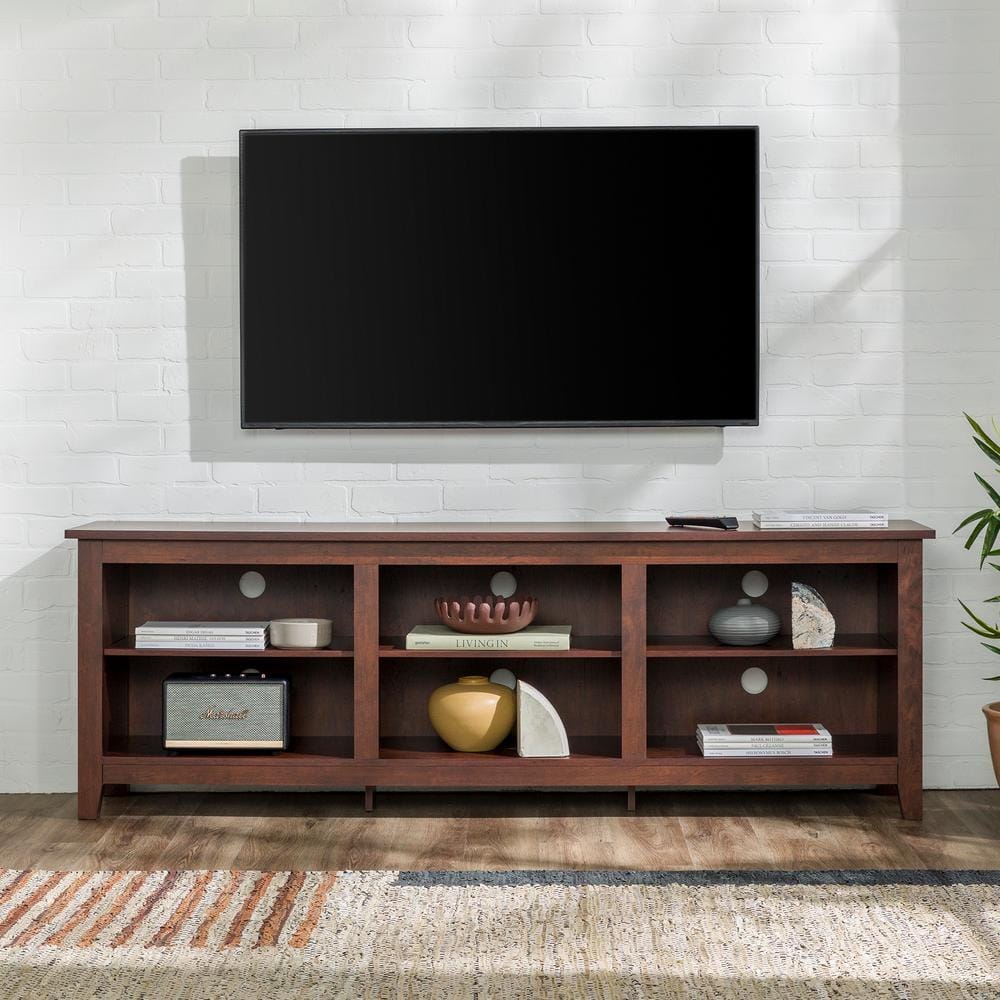 Classic Brown 70-inch Laminate MDF TV Stand with Adjustable Shelving