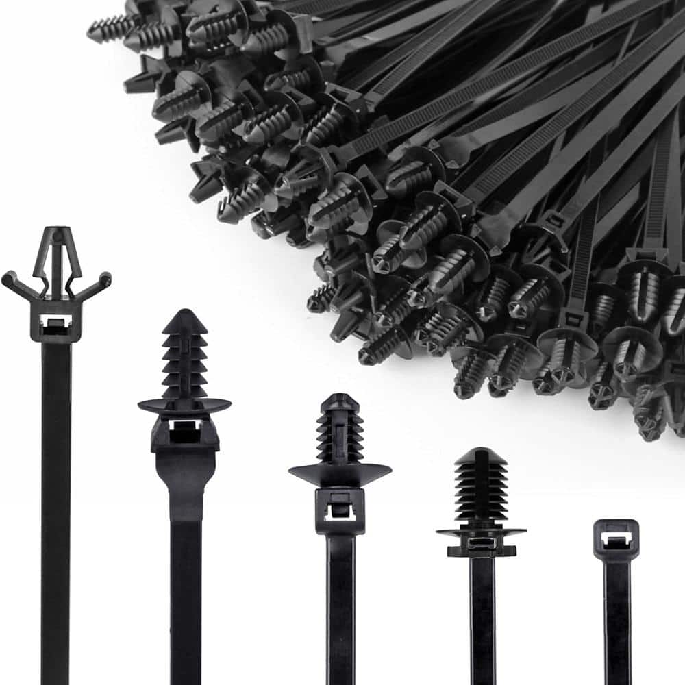 160-Piece Universal Push Mount Cable Zip Tie Nylon Self-Locking Straps for 