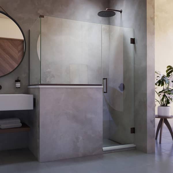 DreamLine Unidoor Plus 53 in. W x 36-3/8 in. D x 72 in. H Frameless Hinged Shower Enclosure in Oil Rubbed Bronze
