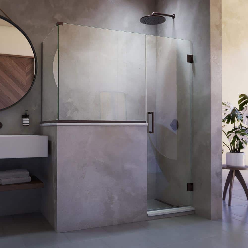 Unidoor Plus 60" Frameless Hinged Shower Enclosure with Clear Glass