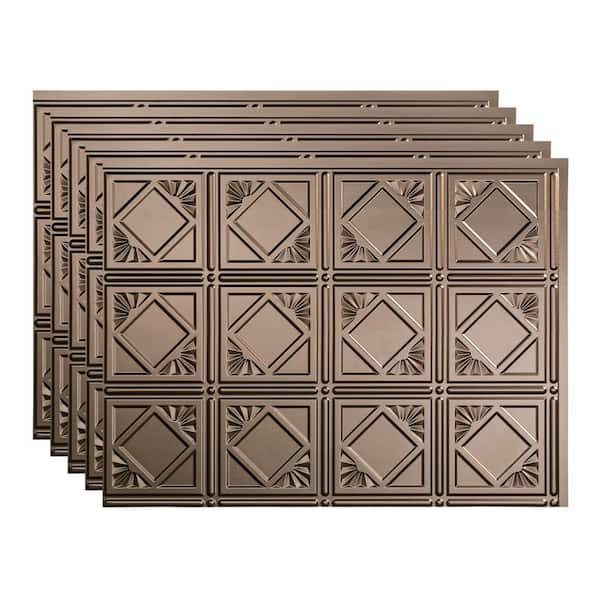 Fasade 18 in. x 24 in. Traditional # 4 Vinyl Backsplash Panel in Argent Bronze (Pack of 5)