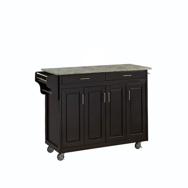 HOMESTYLES Create-a-Cart Black Kitchen Cart With Concrete Top