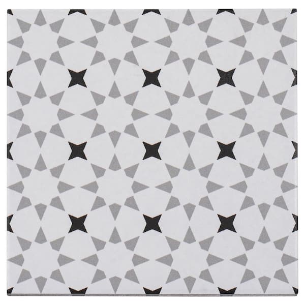 ANDOVA Bliss Deco Black/Gray and White 8 in. x 8 in. Porcelain Matte ...