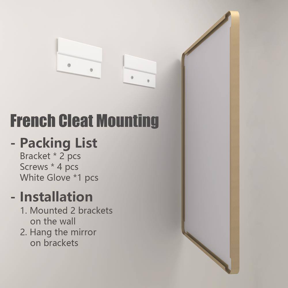 Brushed Gold Aluminum Rectangular Vanity Mirror, 55x30 Inch