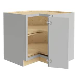 Tremont Pearl Gray Painted Plywood Shaker Assembled Lazy Suzan Corner Kitchen Cabinet R 33 in W x 24 in D x 34.5 in H
