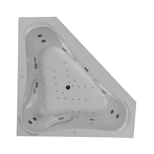 Comfortflo 72 in. x 72 in. Acrylic Corner Drop-in Whirlpool and Air Bathtub with Center Drain in White
