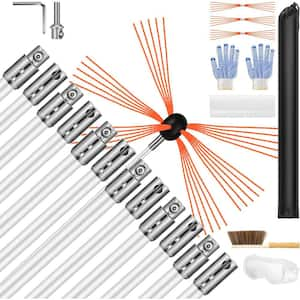 39 ft. Fireplace Cleaner Flexible Chimney Sweep Kit with 12-Rods and 3-Replaceable Bristles