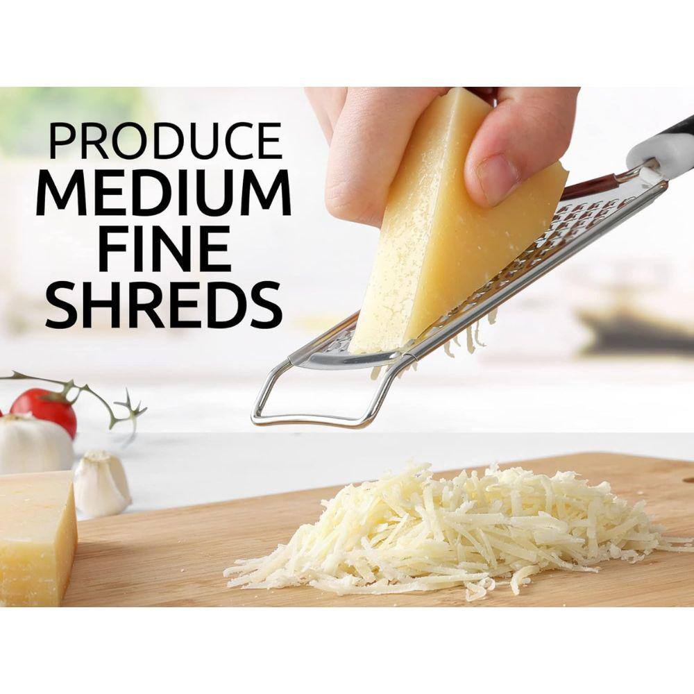 Black Stainless Steel Handheld Cheese Grater with Soft Grip Handle