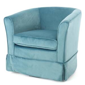 Cecilia Blue New Velvet Swivel Chair with Loose Cover