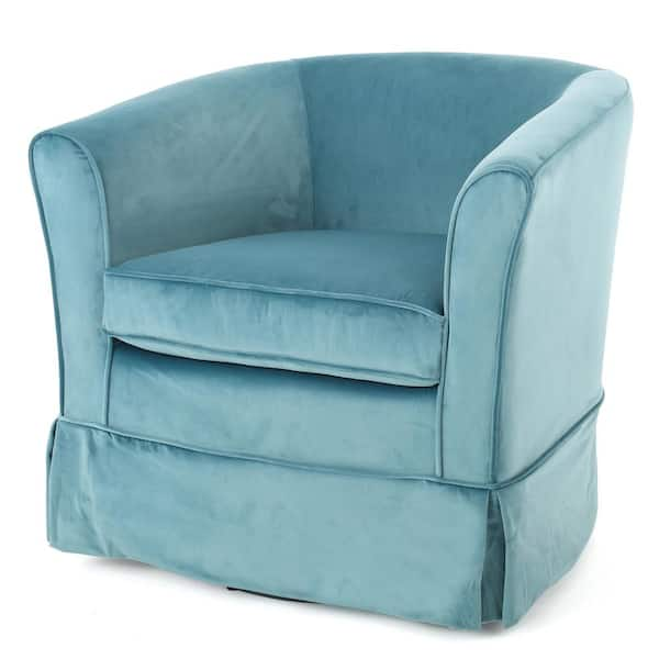 Velvet blue store swivel chair