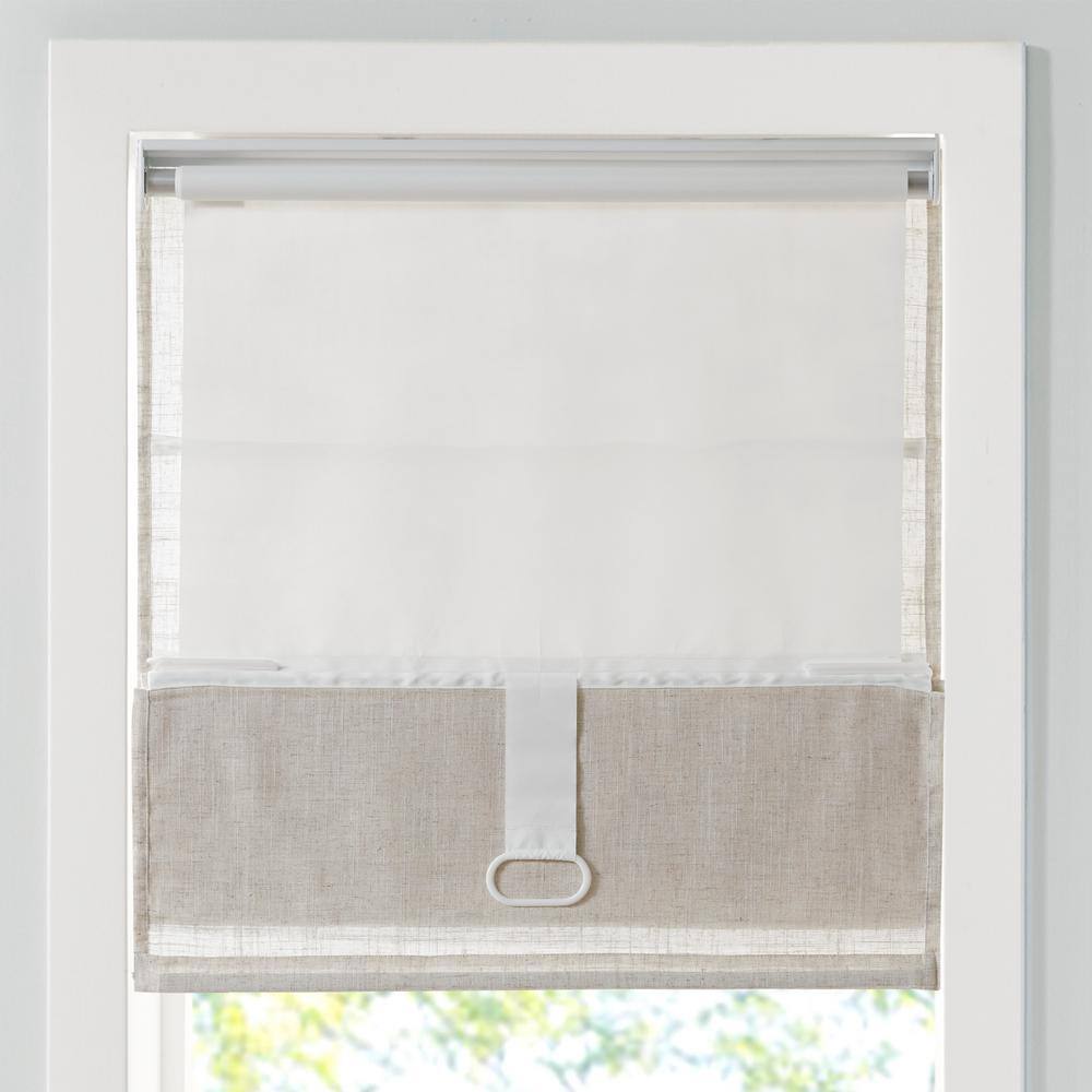 Natural Linen Blend Cordless Roman Shade, 31" x 64"