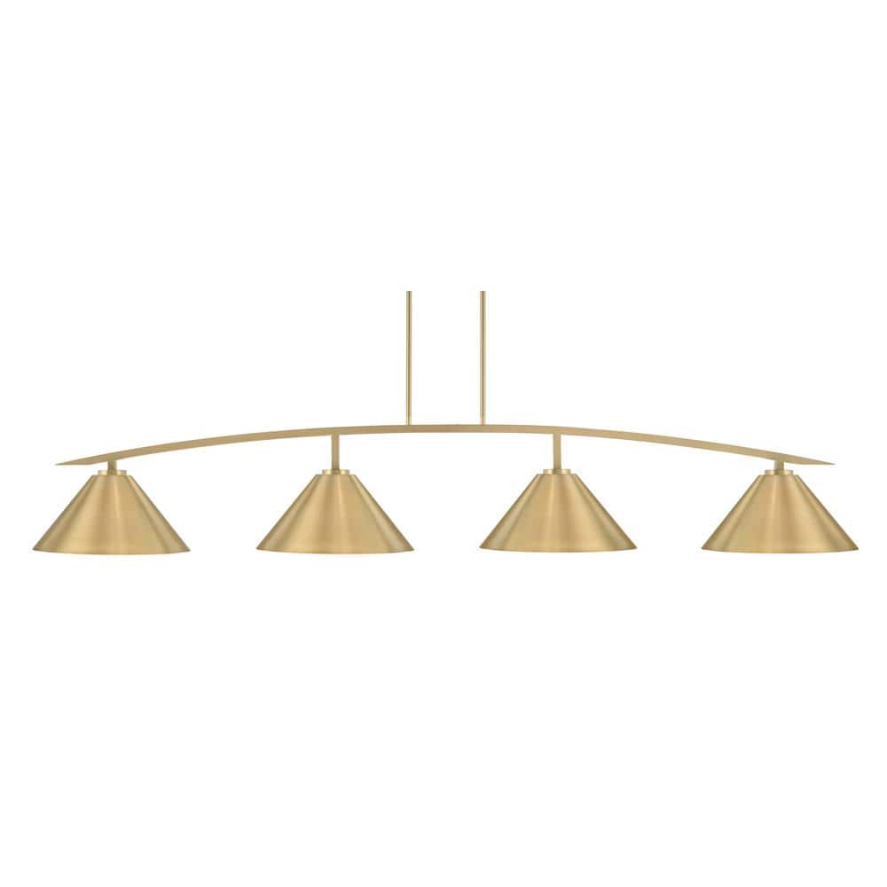 Siena 4-Light New Age Brass Billiard Light with 14 in. New Age Brass Cone M