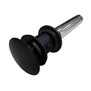 Brass Push Pop-Up Bathroom Sink Drain with Overflow in Matte Black