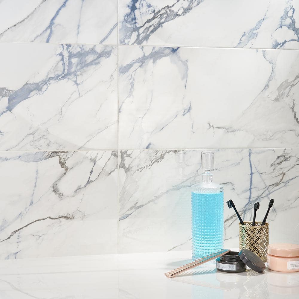 Calacatta Indigo 12" x 24" Polished Porcelain Floor and Wall Tile