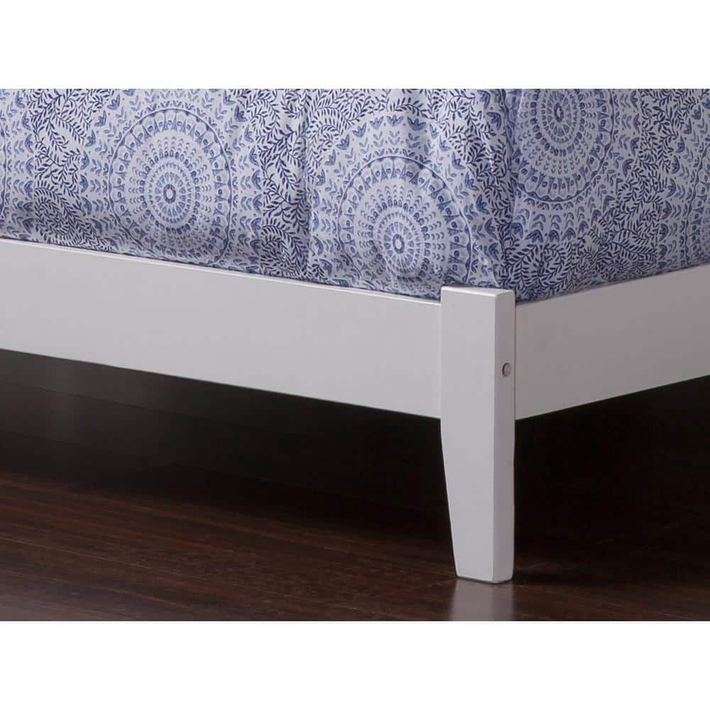 White Full Mid-Century Modern Wood Platform Bed with Headboard