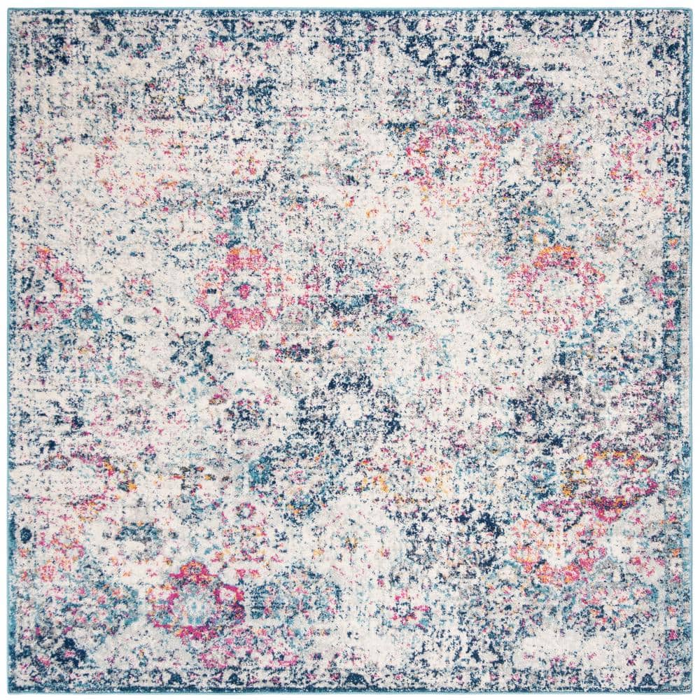 Madison Navy/Teal Doormat 3 ft. x 3 ft. Square Border Area Rug price history on PriceWatchPro