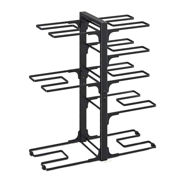 Black Iron 20.8 in. Height Heavy Duty 120LBS Standing Pots Racks Organizer for under Cabinet 8-Tier for Big Stockpots