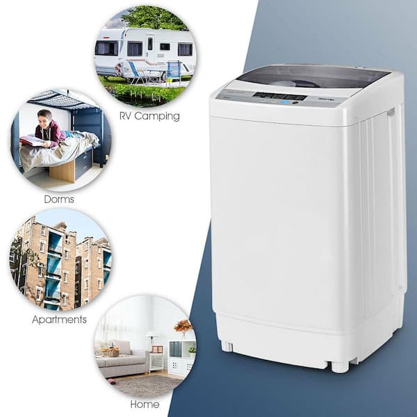 19 in. W 1.34 cu. ft. Smart Portable Top Load Washing Machine Spin Compact Washer in Grey