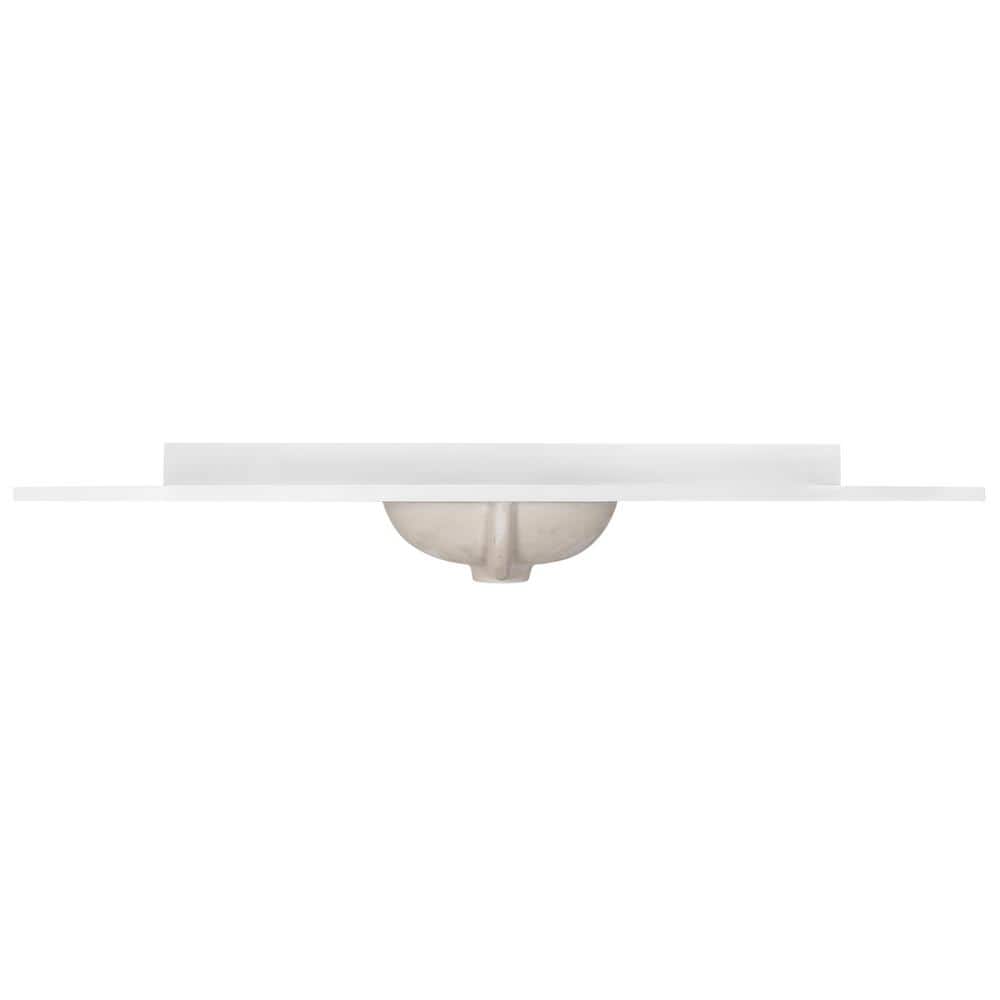 61-Inch Solid White Cultured Marble Vanity Top with Backsplash