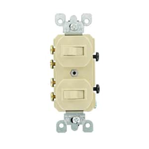 15 Amp Commercial Grade Combination Two 3-Way Toggle Switches, Ivory