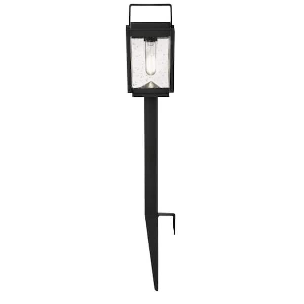 Home Decorators Collection Leeds 20 Lumen Black LED Weather Resistant Outdoor Solar Path Light with Glass Lens