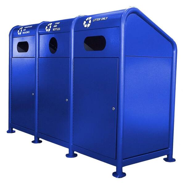 Paris 102 Gal. Steel Recycling Station in Blue
