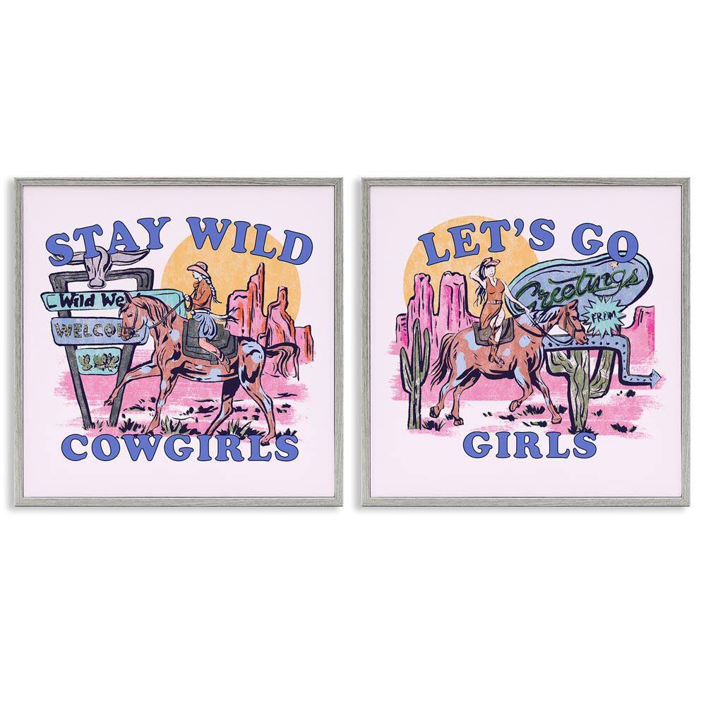 Pink Cowgirl Phrases by Melissa Wang 2 Pieces Gray Framed Typography Giclee Art Print 24 in. x 24 in. price history on PriceWatchPro