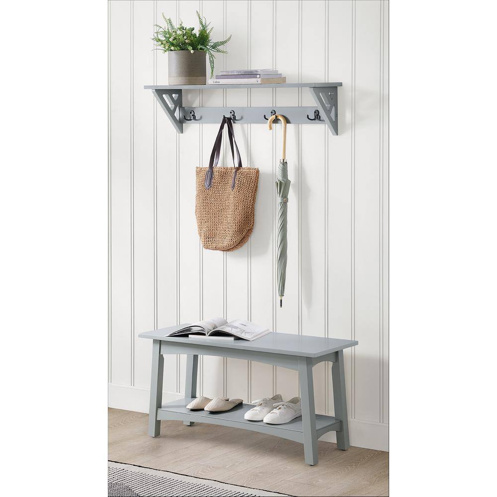 Coventry 36" Gray Wood Hall Tree with Storage Bench