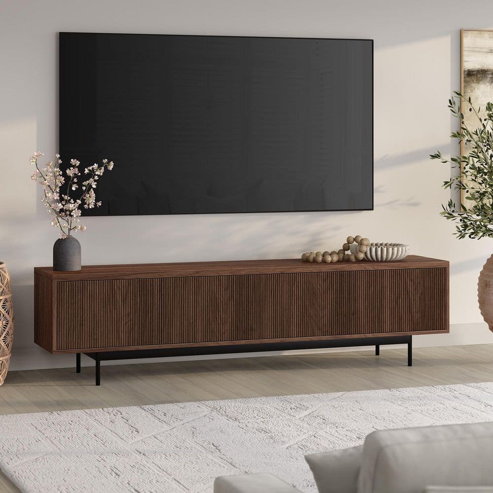 Meyer&Cross Whitman 78.5 in. Satin Walnut TV Stand Fits TV's up to