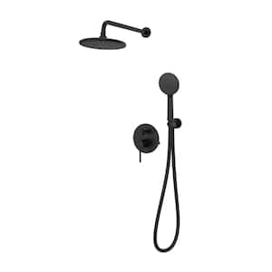 Aquata 7 in. x 19-1/2 in. Rain Fall Shower Faucet Set with Handshower in Black