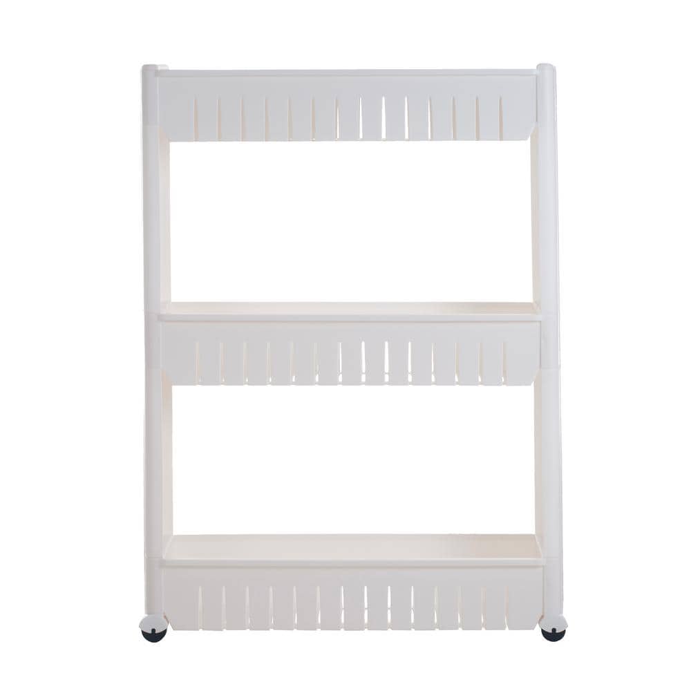 Everyday Home 3-Tier White Slim Slide Out Pantry Storage Tower with Wheels  HW0500133 - The Home Depot