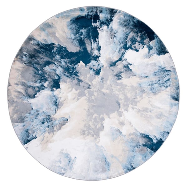 Lagoon 7 ft. x 7 ft. Round Blue/Beige Oversized Cloud Area Rug