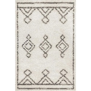 Mira Moroccan Diamond Shag Off White 5 ft. 3 in. x 7 ft. 7 in. Area Rug