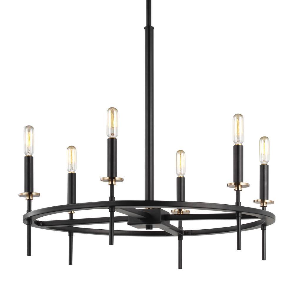 Bryant Midnight Black 6-Light Adjustable Steel Chandelier