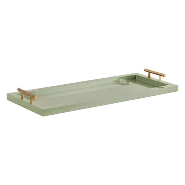 Halsey Green Rectangle Wooden 24 in. Decorative Tray