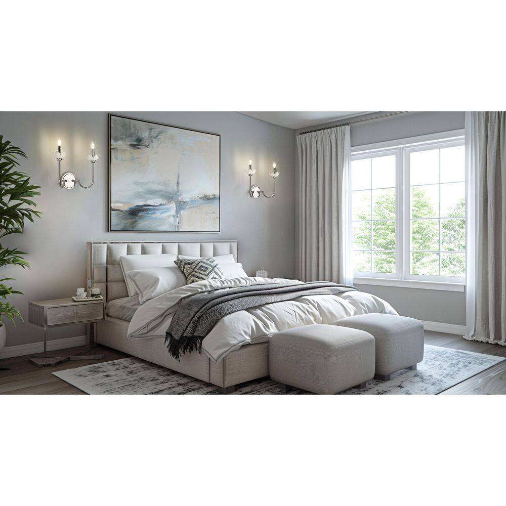 Allistair 2 Light Polished Nickel Wall Sconce with Clear Ribbed Glass Shade price history on PriceWatchPro