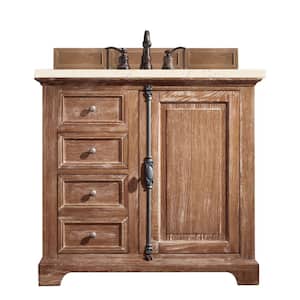 Providence 36 in. W x 23.5 in. D x 34.3 in. H Single Bath Vanity in Driftwood with Eternal Marfil Quartz Top