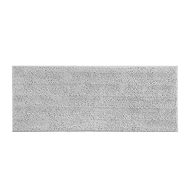 Astor with TPR Backing 24 in. x 60 in. Light Gray Solid Color Polyester Rectangle Bath Mat