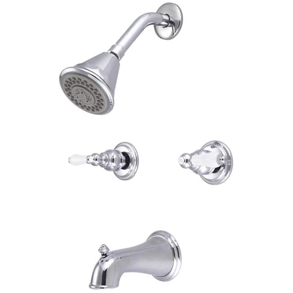 Central Brass 8997-B2 Double Handle 4-Spray Tub and Shower Faucet 1.75 GPM in. Chrome Valve Included