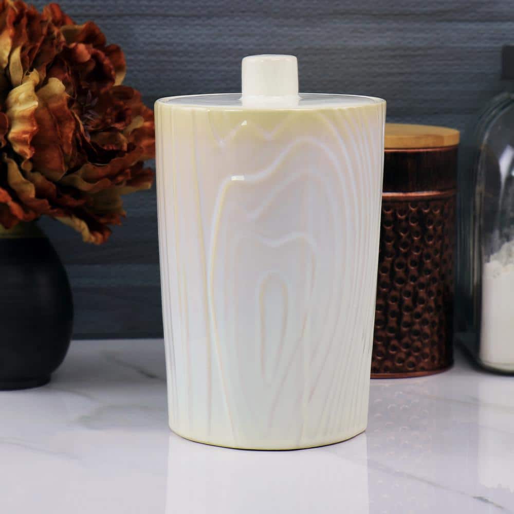 White Ceramic Round Food Storage Canister with Lid