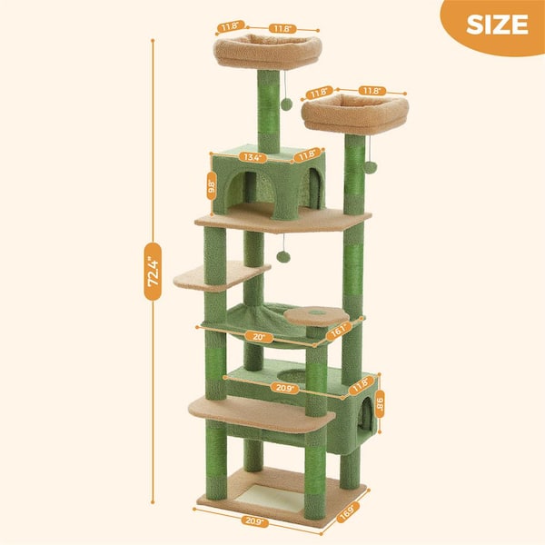 Foobrues Large Cat Tree, 72 Cat Tower for Large Cats, Cat