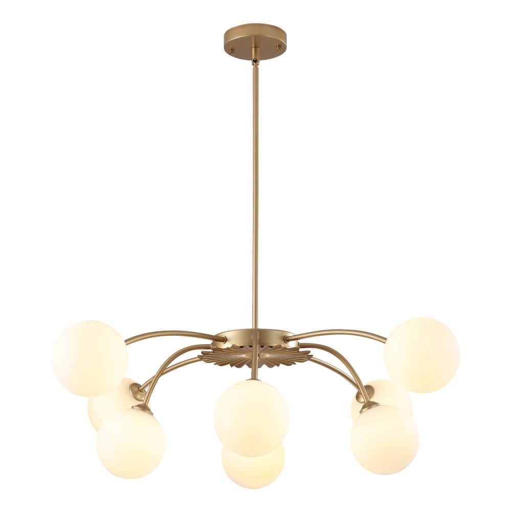 8-Light Gold Sputnik Chandelier with Milky White Glass Globe Shades for Living Room price history on PriceWatchPro