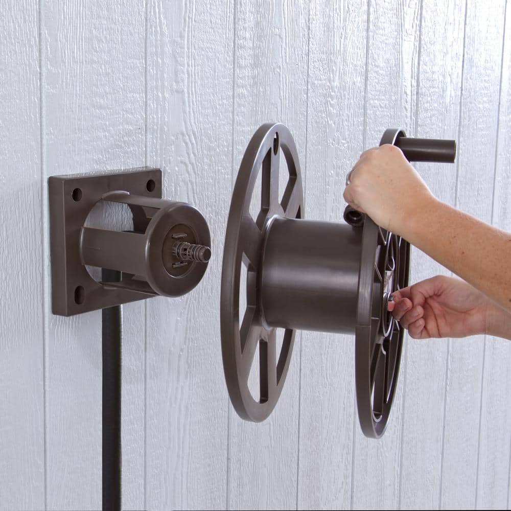 Brown Molded Plastic Wall Mount Hose Reel with Leader Hose
