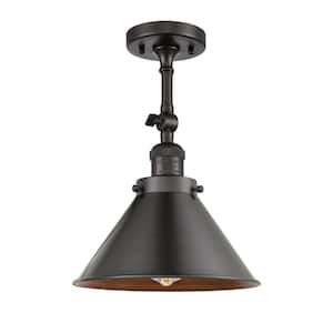 Franklin Restoration Briarcliff 10 in. 1-Light Oil Rubbed Bronze Semi-Flush Mount with Oil Rubbed Bronze Metal Shade